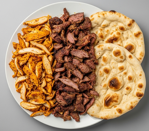 13. Mix Shawarma Plate & 2 Naan Bread 